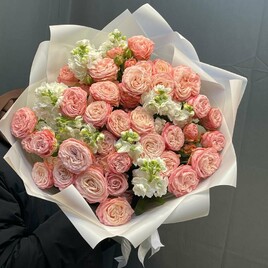 Роза пионовидная, Маттиола, Дизайнерская упаковка, Открытка