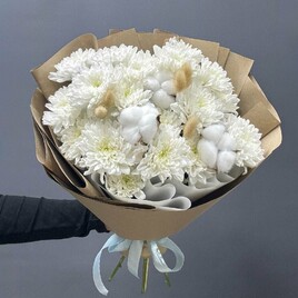 Хризантема кустовая, Хлопок, Лагурус, Упаковка