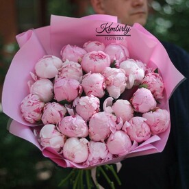 Пионы букет, 25 штук, Сара Бернар, цвет розовый, арт 94 Kimbirly Flowers