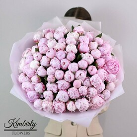 Пионы премиум букет, 75 штук, Сара Бернар, цвет розовый, арт 313 Kimbirly Flowers