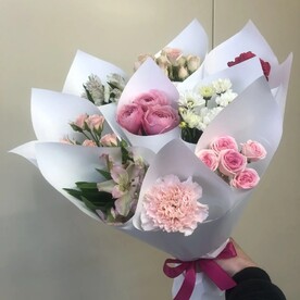 Роза одноголовая шт, Диантус шт, Альстромерия шт, Роза кустовая шт, Роза кустовая пионовидная шт, Сантини шт, Упаковка шт, шт