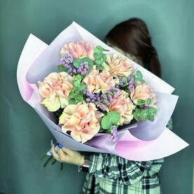 Супер💕букет с французской розой и статицей