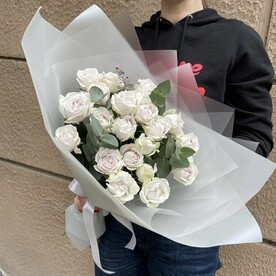 Роза кустовая, Эвкалипт бэби блу, Пленка матовая