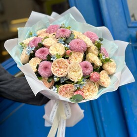 Оксипеталум, Роза пионовидная, Хризантема, Эвкалипт