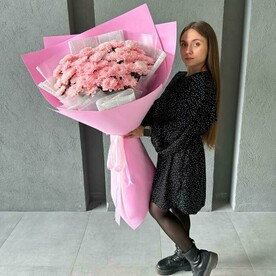 Букет гигант из розовых хризантем