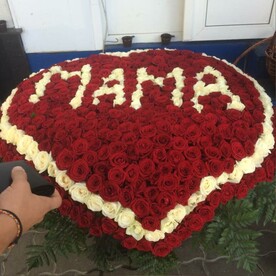 Роза, Папоротник, Флористическая губка, Корзина