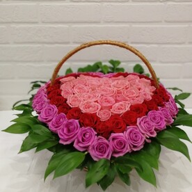 Роза шт, Рускус шт, Флористическая губка шт, Корзина шт