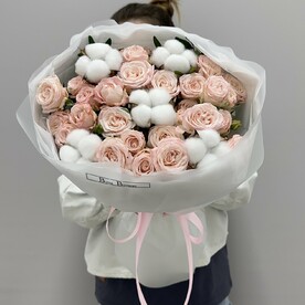 Роза кустовая, Хлопок, Дизайнерская упаковка