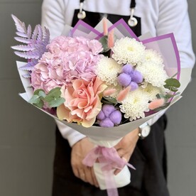 Лагурус шт, Эвкалипт шт, Хлопок шт, Гортензия шт, Роза французская шт, Хризантема шт, Папоротник шт, Упаковка шт, шт