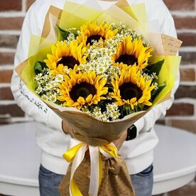 Букет с подсолнухами и ромашками🌸
