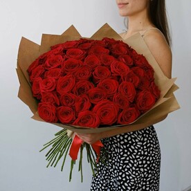 51 красная роза 60 см