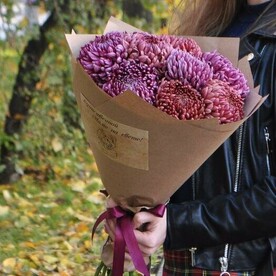 Хризантемы винного оттенка, 9 штучек "Для Мамы💕"