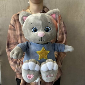 Мягкая игрушка котик Грей со звездой, 25 см