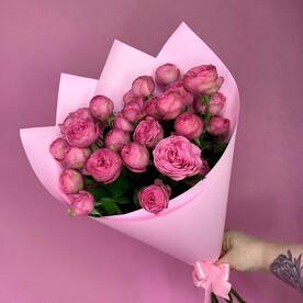 Кустовые пионовидные розы в розовом 5