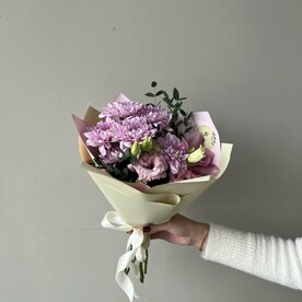 Орхидея, Хризантема кустовая, Лизиантус Эустома, Эвкалипт, Авторская упаковка