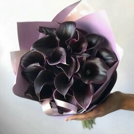 Калла черная, Упаковка дизайнерская, Открытка, Инструкция по уходу за цветами, Кризал, Коробка переноска