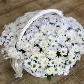 Хризантема кустовая, Корзина, Флористическая губка, Открытка