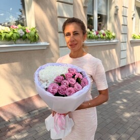 Букет из гортензии и роз «Инь-Янь»