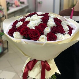 Роза белая, Роза красная, Авторская упаковка