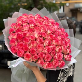 Розы розовые 60см джумилия 75шт