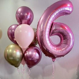 Фонтан шаров розовое-золото "6 лет"