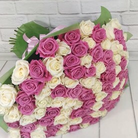 Роза розовая, Роза белая, Дизайнерская упаковка
