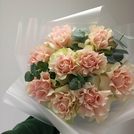 Роза, Эвкалипт, Пистация, Авторская упаковка