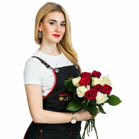 11 роз красное и белое