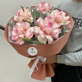 Эвкалипт, Роза, Фоамиран, Пленка матовая, Открытка