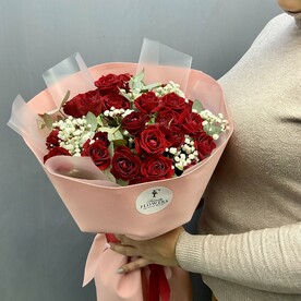 Роза кустовая, Гипсофила, Фоамиран, Пленка матовая