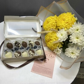 Хризантема кустовая, Хризантема, Пшеница, Клубника, Пленка, Карточка для подписи