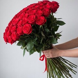 Букет живых цветов из 101 розы микс, Эквадор, 60 см | арт: 11