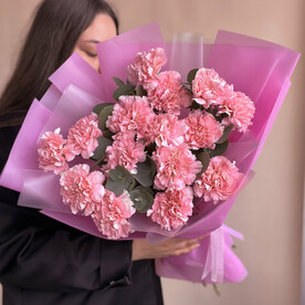 Гвоздика розовая, Зелень, Эвкалипт, Упаковка