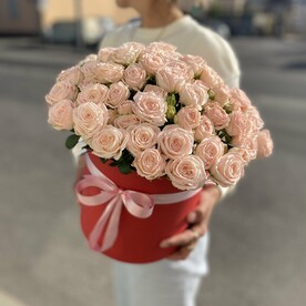 Роза пионовидная кустовая, Коробка, Оазис