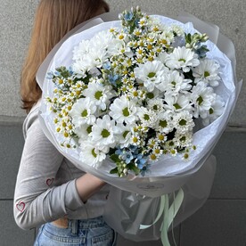 Ромашка, Хризантема кустовая, Оксипеталум, Дизайнерская упаковка
