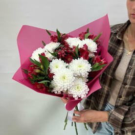 Альстромерия, Хризантема кустовая, Авторская упаковка