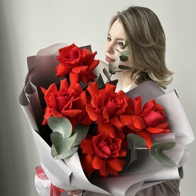 Роза французская, Эвкалипт, Пленка матовая