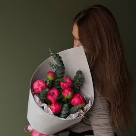 Пион корал шарм, Эвкалипт, Фоамиран