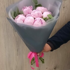 Пион сара бернард, Эвкалипт, Дизайнерская упаковка, Открытка