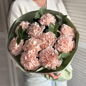 Монобукетик из 9 кремовых диантусов