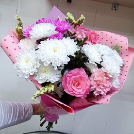 Хризантема кустовая, Диантус, Роза, Статица, Фисташка, Упаковка