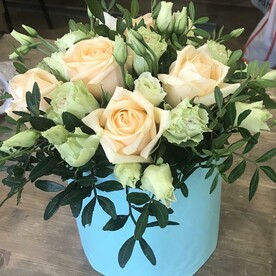 Лизиантус Эустома, Роза, Фисташка, Роза кустовая, Шляпная коробка