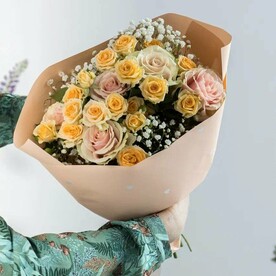 Гипсофила, Роза кустовая, Роза Эквадор, Пленка матовая