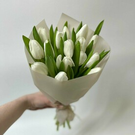 Букет из 15 белых тюльпанов