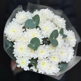 Хризантема кустовая, Эвкалипт, Дизайнерская упаковка