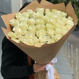 Роза белая, Крафт, Открытка