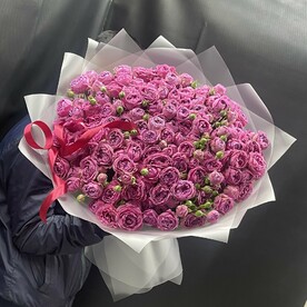 Роза пионовидная кустовая Мисти Баблс, Пленка матовая, Открытка