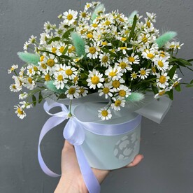 Шляпная коробка с ромашками "Солнечный лучик"
