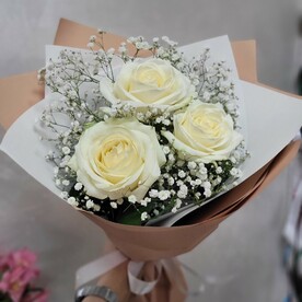 Роза белая, Гипсофила, Пленка дизайнерская