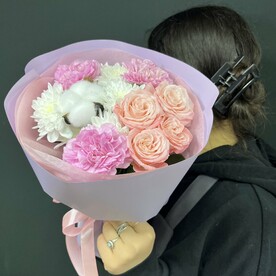 Диантус, Хризантема кустовая, Роза кустовая, Хлопок, Авторская упаковка